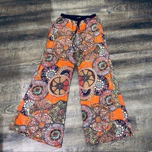 Orange Patterned Palazzo Pants